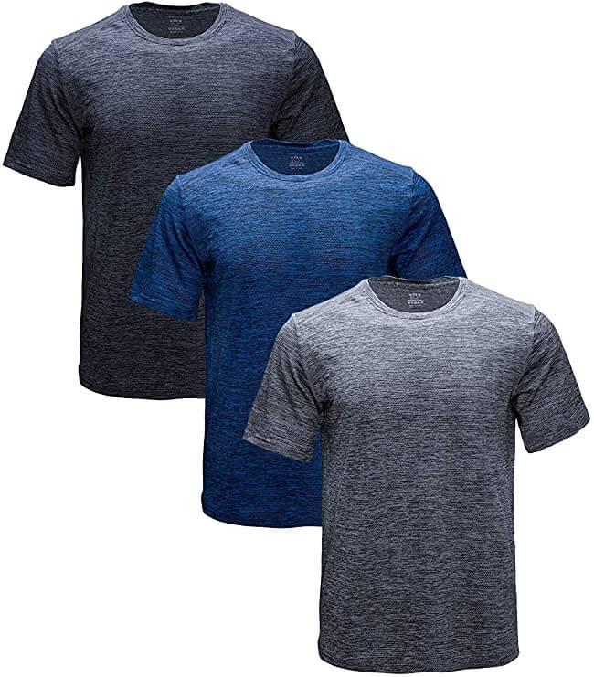 3 Pack Wholesale Mens Athletic Shirts Running Moisture Wicking Short Sleeve