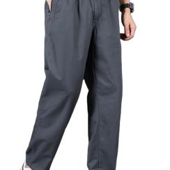 Stylish Plain Cotton Trousers For Men Outdoor Pants 2PCS